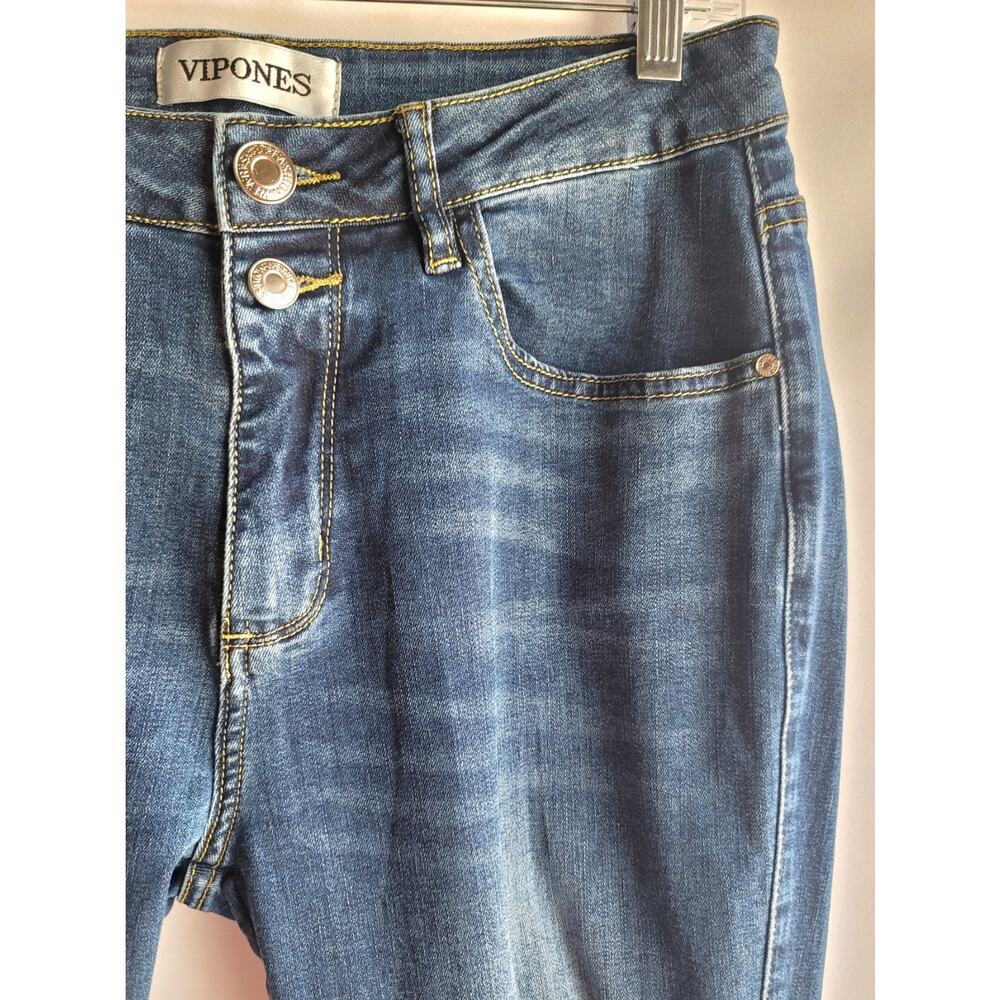 Vintage Style Distressed Vipones Flare Bell Bottoms Denim Jeans Women's Size 6 - Picture 12 of 14